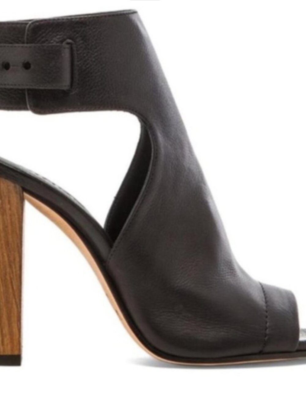Vince Black Leather Peep-Toe Ankle Strap Heels - Size 9.5
